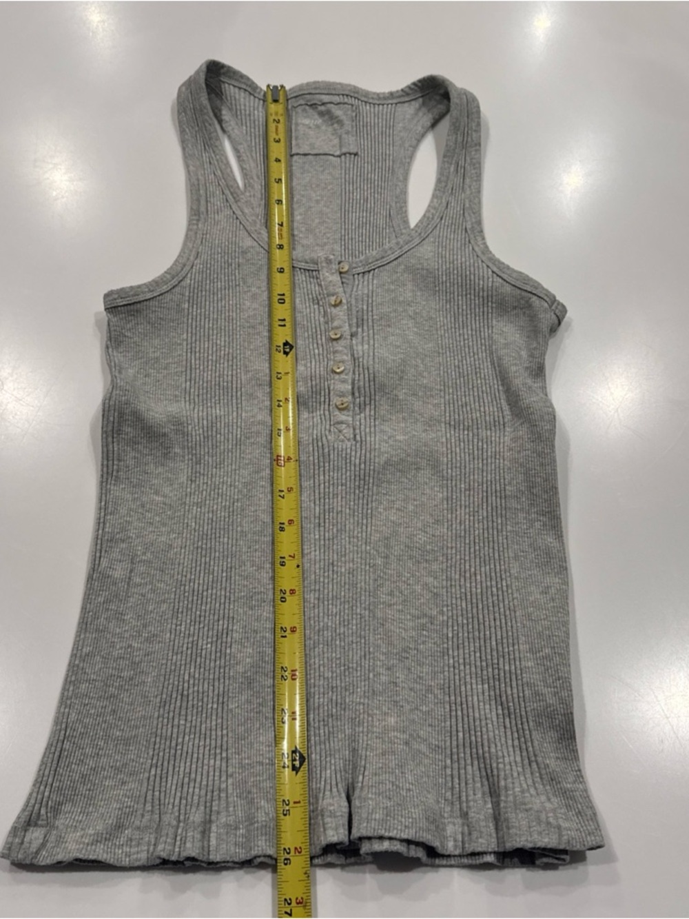 aerie Light Gray Ribbed Henley Tank - Picture 8 of 12